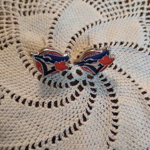 Toronto Blue Jay emblem earrings.